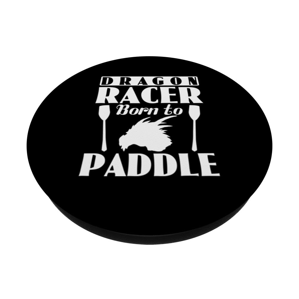 Dragon Racer Born To Paddle - Dragon Boating Racing PopSockets Swappable PopGrip, Black - Image 2