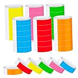 JISADER 600 Pieces Paper Wristband Waterproof Bracelet Entry Ticket Event Strap Paper Card Suitable for Concert Party Festival Fair, 6 Mixed Colors