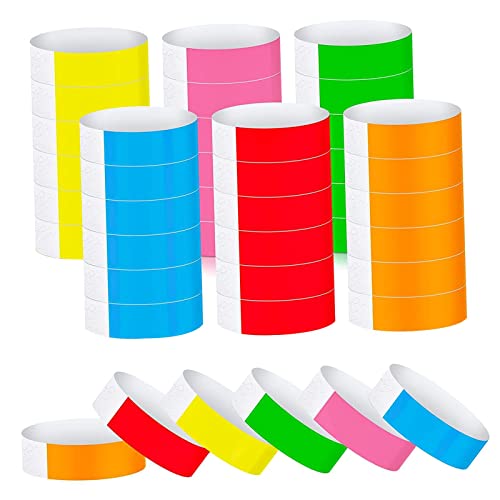 JISADER 600 Pieces Paper Wristband Waterproof Bracelet Entry Ticket Event Strap Paper Card Suitable for Concert Party Festival Fair, 6 Mixed Colors
