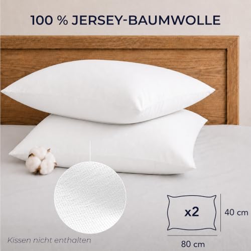 Dreamzie - Kissenbezug 40 x 80cm - 2er Set - 100% Baumwolle - Weiß – Ansicht 2