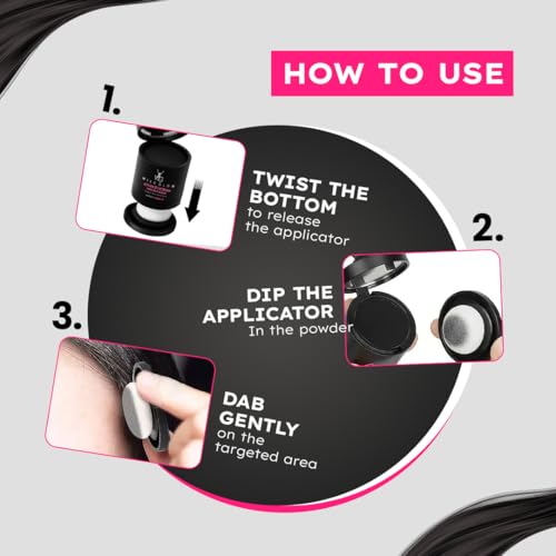 Image of WILDGLOW Korean Hairline Cover-Up Powder Black 10gm | Instantly Covers Grey Roots, Bald Spots, Beard & White Hair | Matte Finish & Long-Lasting | Highly Pigmented Flawless Hair Density Filler