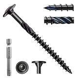 50Pcs Lag Screws #14 x 4-1/2 Structural Wood Screw Heavy Duty Construction Screw Star Drive Rust Resistant Washer Head Black Coated for Exterior Wood/Lag/Timber Screws with T30 Star Bit