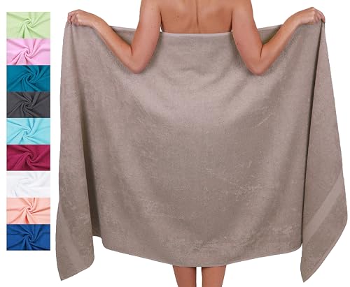 Betz Badetuch XXL 100x200 cm 100% Baumwolle – Weiches Frottee Saunatuch & Strandtuch – Pflegeleicht & saugstark – Palermo Serie – Farbe Stone