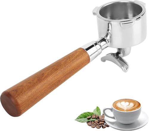 51mm Siebträger für DeLonghi Dedica EC680/EC685 doppelte Ausgüsse inkl. 1 Filterkorb aus Edelstahl Puck-Sieb und roter Säureholz-Griff