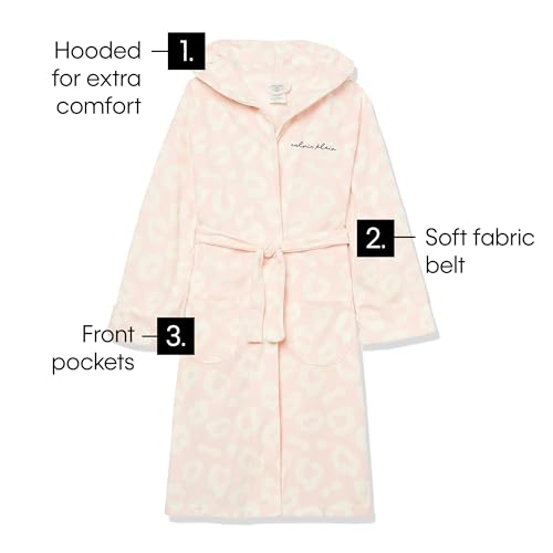 Calvin Klein Girl's Robe with Cuff, Pink Ck Script, Small2