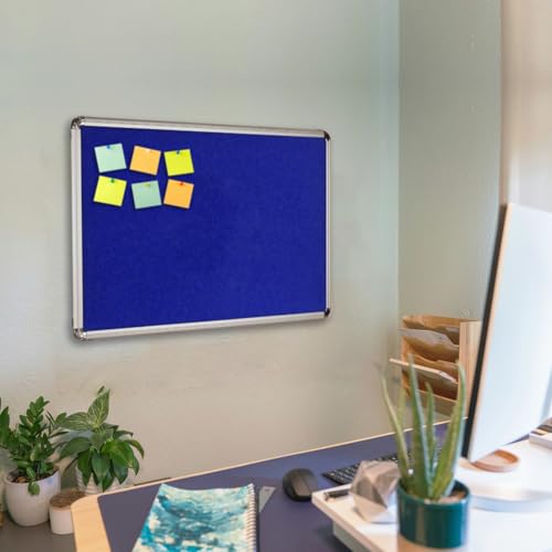 Image of ALKOSIGN Astra Felt Notice Board -Blue (3 x 4 Feet) |Bulletin Board, Pin-up Board, Display Board, Push pins Board, Announcement Board, Soft Message Board, for School, College, Office, Study Room etc