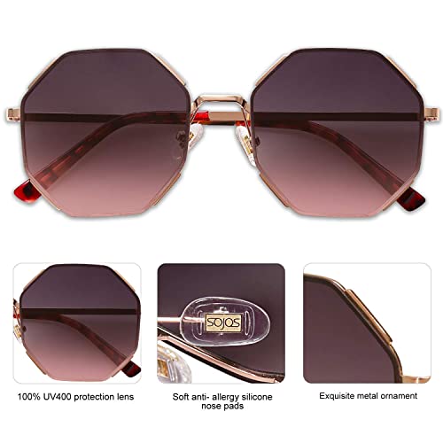 SOJOS Sunglasses for Women Men Classic Retro Polygon Shades UV4004