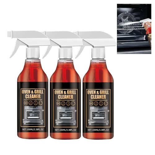 Oven & Grill Cleaner Spray, Grease and Stain Remover, Oven Degreaser, Air Fryer Clean, Kitchen Degreaser Foam Cleaner, Kitchen Surfaces – Ovens, Grills, Frying Pans, Range Hoods (3pcs)