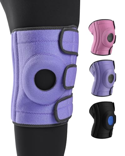 ABYON Rodillera talla M a grande para piernas gruesas, ajustable de triple correa con estabilizadores laterales, antideslizante para artritis, menisco, LCA, alivio & estabilidad para mujeres & hombres