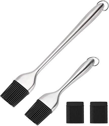 ROYALTEC 2 cepillos de cocina de acero inoxidable y silicona de grado alimentario, apto para lavavajillas.