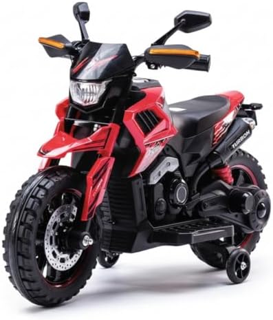 Moto Elétrica Infantil Motocross Vermelha com Som de Motor Musica...