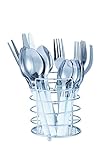 Bon Funnel 16-Piece Stainless Steel Flatware Silverware Cutlery Set - White, Include Knife/Fork/Spoon, Dishwasher Safe, Service for 4