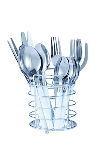 Bon Funnel 16-Piece Stainless Steel Flatware Silverware Cutlery Set - White, Include Knife/Fork/Spoon, Dishwasher Safe, Service for 4