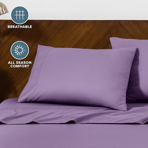 Image of Bare Home Microfiber Pillow Cases - Standard Size Set of 2 - Cooling Pillowcases - Double Brushed - Easy Care - Envelope Closure (Standard Pillowcase Set of 2, Lavender)