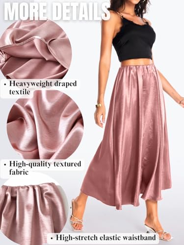 Women's Heavy-Drape Satin Maxi Skirt, Elastic High Waisted A-Line Formal Skirts for Special Occasions3
