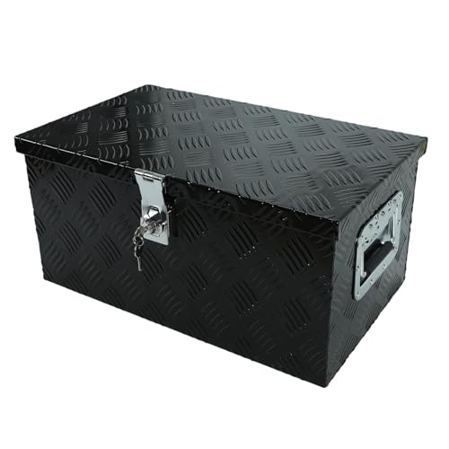 20 Inch Truck Bed Tool Box Aluminum Trailer Storage Box for Truck Bed Pickup RV Trailer,Waterproof Truck Box with Side Handle and Lock Keys-20 x 12 x 9.5 inch,Black