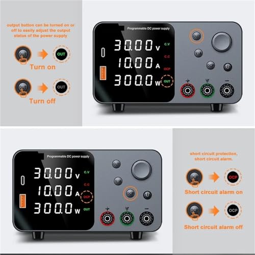 Alimentation CC 30V 10A avec commande par encodeur précis et double port USB de charge - 6
