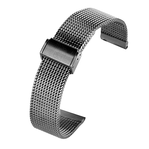 Bracelet de montre 22mm 20mm 18mm acier inoxydable noir maille remplacement universel