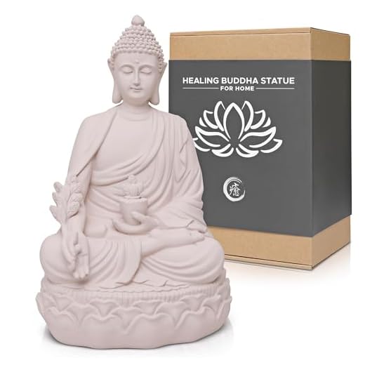 ENSO SENSORY Healing Buddha Statue 10 inch - Premium Crafted Resin Decor for Home- Buddah for Garden, Altar, Prayer, Juzu, Yoga - Meditation Figurine Indoor and Outdoor use - White Sculpture Gift Set