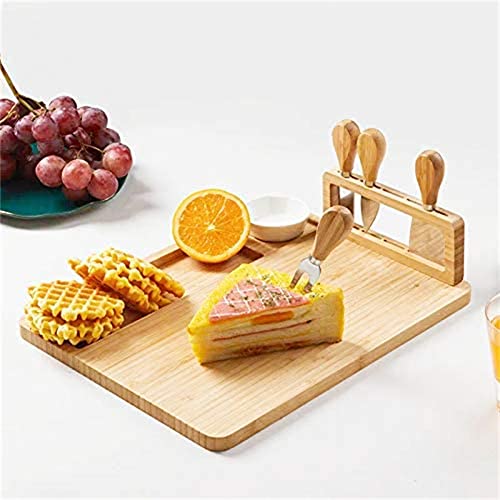 Aoibox Conjunto de tábua de queijo de bambu, 36 cm x 28 cm x 2 cm, bandeja de charcutaria e tábua de