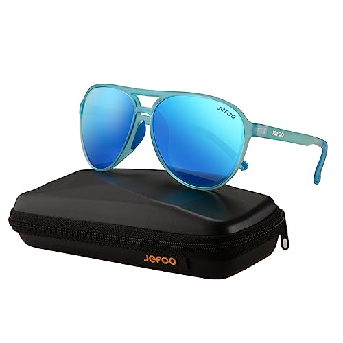 Image of Jefoo Polarized Aviator Sunglasses for Women Men Retro Trendy Sports Sunglasses for Outdoor UV400 Protection