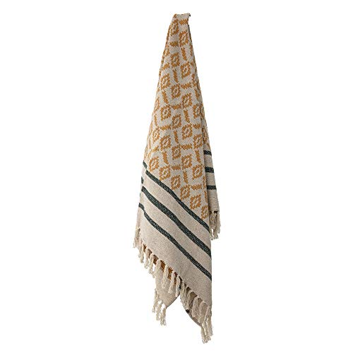 Bloomingville Hochwertige Tagesdecke 160x130 cm – Vielseitige Kuscheldecke aus recycelter Baumwolle, ideal als Sofadecke, kuschelig weich und pflegeleicht (Gelb)