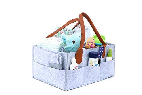 Organizador de fraldas para bebês – Bolsa de armazenamento portátil grande para bebês – Cesta de arm