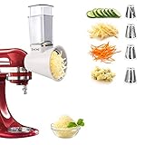 Slicer/Shredder Attachments for KitchenAid Stand Mixers, Food Slicers Cheese Grater Attachment, Salad Maker Accessory Vegetable Chopper with 4 Blades Dishwasher Safe