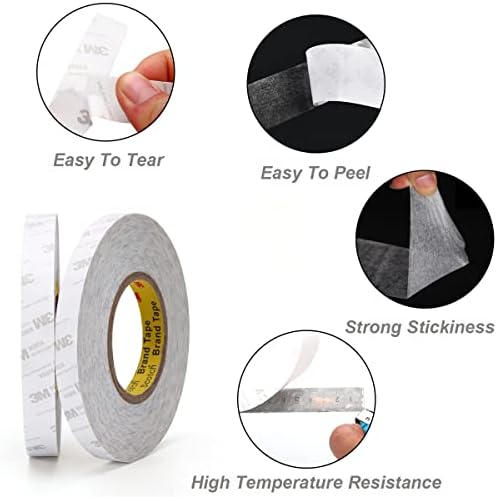 Double Sided Tape, 3M 9080 Sticky Adhesive Craft Tapes Heavy Duty Transparent Length 164FT, Width 10mm, Thickness 0.15mm for Scrapbooking, DIY Projects