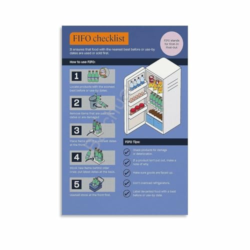 First In First Out Food Guide FIFO Checklist Poster (1) Canvas for Living Room Bedroom Decor 12x18inch(30x45cm) Unframe-style