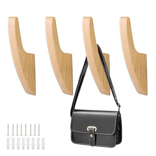 ANDARS 4 Piezas Perchero Pared Madera - Ganchos para Colgar de Madera Minimalista para Dormitorio/Salón - Colgador Pared Multifuncional Vintage para Pasillo