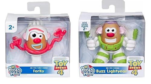 Genérico Pack de 2 Figuras Mr Potato Compatible con Toy Story 4 Buzz Lightyear y Forky - Juguetes para niños con Piezas Intercambiables
