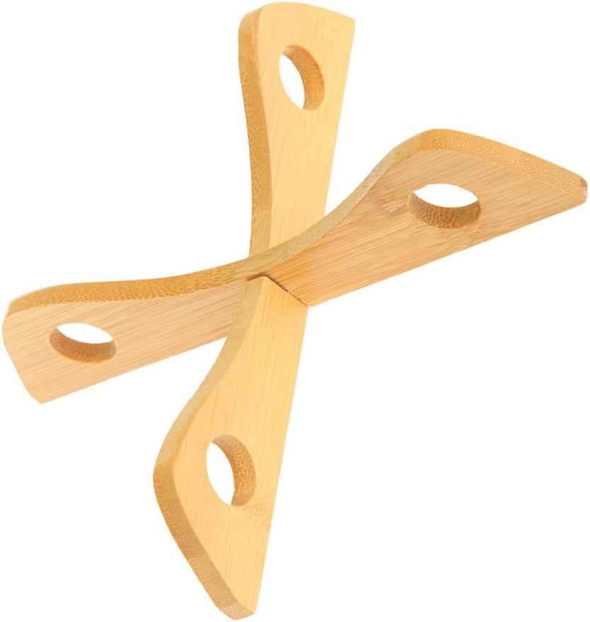 Amosfun Detachable Wood Trivet Reversible Pot Holder Kitchen Hot Plates Holder Mat Christmas Party Supply