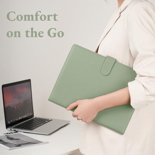 Image of Mymazn Padfolio Portfolio Folder, Faux Leather Interview Resume Folder with Document Organizer & Business Card Holder, Letter-Sized Notepad Legal Pad Holder for Men Women (Sage Green)