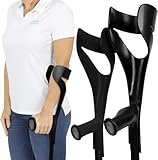 Vive Forearm Crutches (Pair) - Adjustable, Lightweight Arm Crutches Forearm for Adults - Ergonomic Arm Crutch Cuff and Comfortable Handles - Heavy Duty Crutches Non Slip Skid Replaceable Rubber Tips