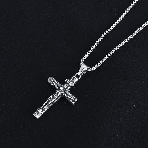 Cross Necklace for Men 316L Stainless Steel Crucifix Pendant Pendant Jesus Religious Jewelry Christmas Gifts for Father Boyfriends3