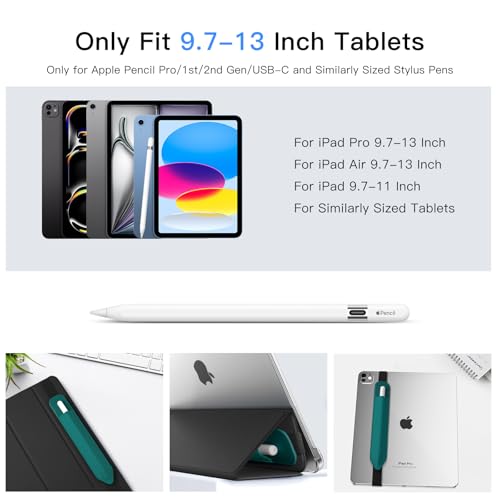 Image of MoKo Pencil Case Holder Fit The Apple Pencil (Pro and USB-C and 1st and 2nd Gen), Detachable Elastic Pocket for Stylus Pen with Elastic Band Attached to iPad Case, Midnight Green