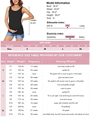 Ecavus 3Pcs Womens Layering Maternity Tank Top Pregnancy Shirt Scoop Neck Sleeveless Ruched Vest (M, Black/Wine Red/Dark Grey) #TOP5