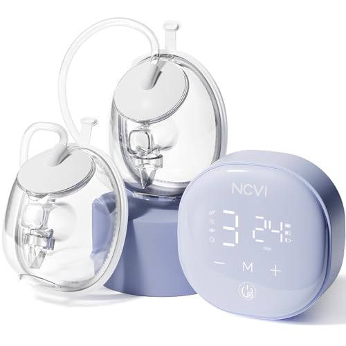 NCVI Wearable Breast Pump, 2 in 1 Hands-Free Breast Pump with 4 Modes 9 Levels, Hospital-Grade Materal, BPA Free, Low Noise Portable Electric Breastfeeding Pump with 21/24mm Flange for Mom