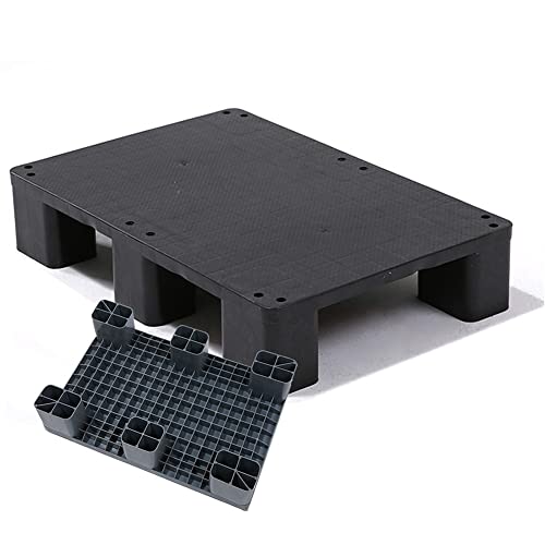 Palé de plástico resistente – Estante de almacenamiento de carga de 1100 libras – Duradero y fuerte para restaurantes, cocinas, garajes – 1 paquete negro 80 x 60 x 12 cm
