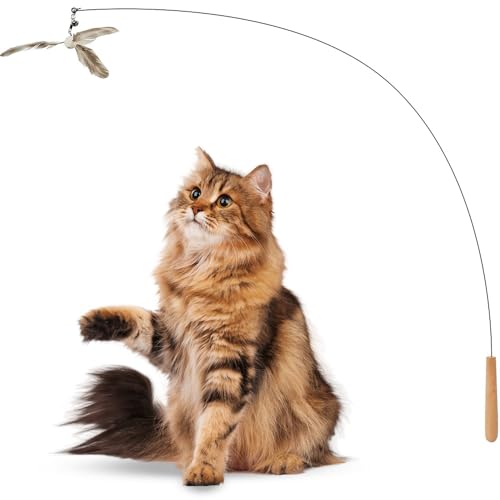 猫用玩具 ねこじゃらし 猫じゃらし 羽 鈴 釣り竿 88cm 風車調 鳥毛 ストレス解消 頑丈 運動不足とストレス解消 (大型, 動物)のサムネイル