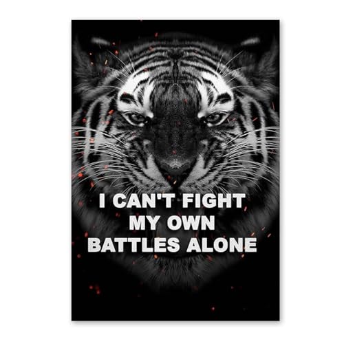 Baibexing Affiche De Tigre Noir Et Blanc, Peinture Sur Toile Inspirante En Anglais, Art Mural Pour Salon, Décoration De La Maison 30X40Cm Sans Cadre