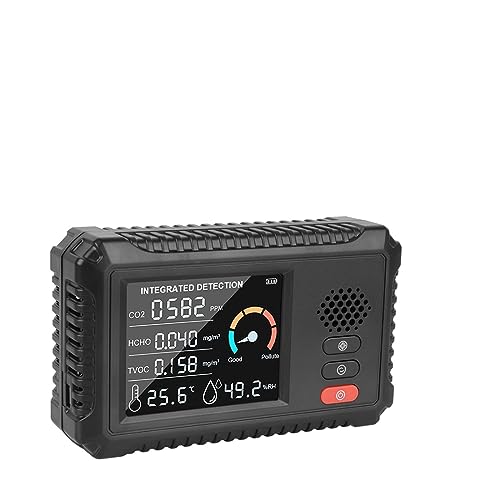 Détecteur de Gaz, Moniteur de qualité de l'air Capteur de dioxyde de Carbone Analyseur de gaz Multifonctionnel Bureau à Domicile Testeur d'air extérieur TVOC HCHO Détecteur de gaz CO2