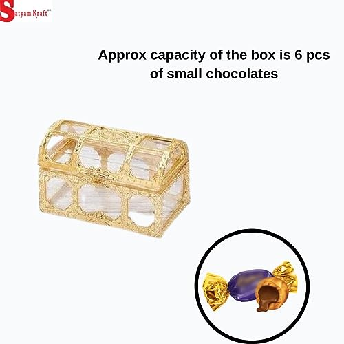 Image of SATYAM KRAFT 6 Pcs Golden Decorative Acrylic Gift Boxes | Empty Mini Storage Box for Sweets, Jewellery, Wedding Return Gifts | Shaadi, Engagement, Pooja, Festive Gifting (4 x 6.5 cm, Small)