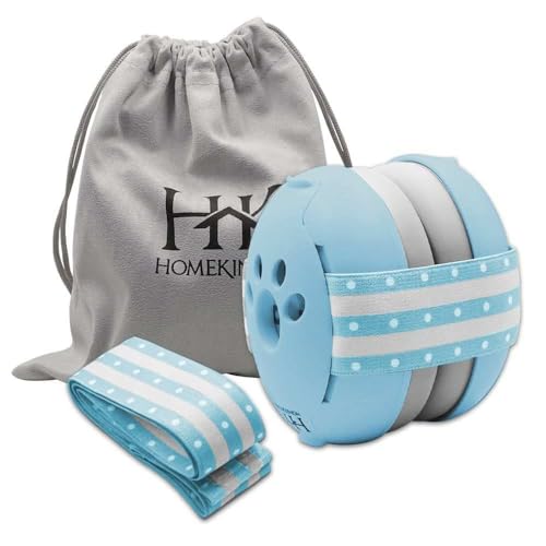HomeKinder - Baby Hearing Protection | Noise Canceling Ear muffs for Babies up to 18 months with Elastic Headband | Baby Airplane Essentials | Headphones for Noise reduction