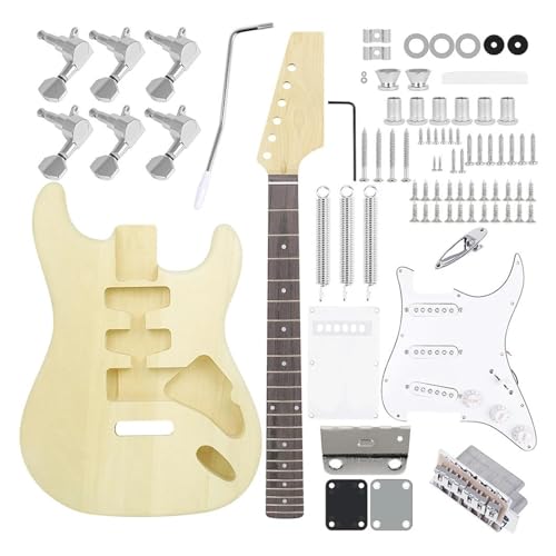 DIY エレキギターキット 6 弦 22 フレットバスウッドボディネック ST エレキギター楽器初心者のための 未完ギターボデ