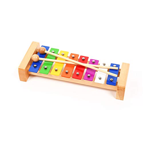 Professional Classic Wooden Glockenspiel Xylophone with 8 Metal Keys for Adults & Kids - Includes 2 Wooden Beaters - Thumbnail 5