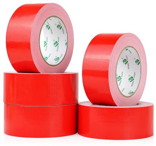 BOMEI PACK Color Duct Tape Red, Heavy Duty Strong Industrial Waterproof Duct Tape 9.0 mil x 1.88inch x 30yds for Packing and Repairing
