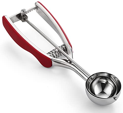 Spring Chef - Cookie Scoop, High Quality Multifunctional Scoop for Melon, Fruit and Meat Baller, Stainless Steel Medium Cookie Scoop for 1.7 Tablespoon Cookie Dough, Size #40 Disher, Red