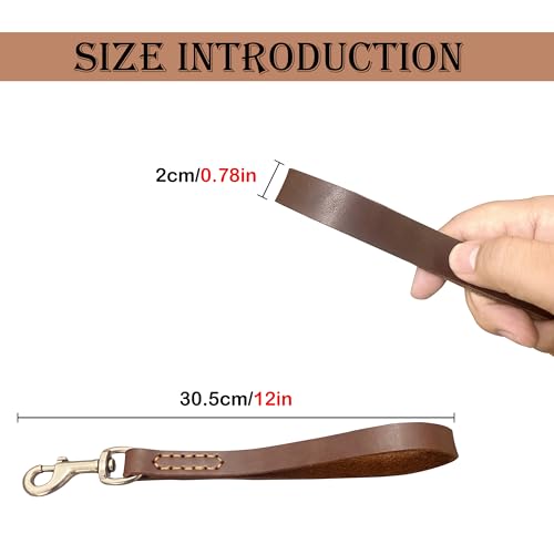 Meruogkar SHORT LEATHER DOG LEASH Leather Short Dog Leash 12",Strong Traffic Leash thumb #3
